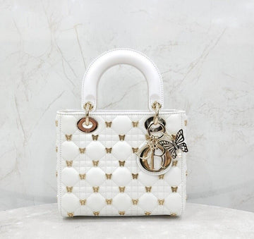 DIOR バタフライスタッドスモールレディバッグホワイトカナージュ 151285589