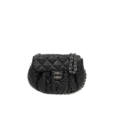CHANEL Black Lambskin Around Chain Shoulder Bag 56432 155491059