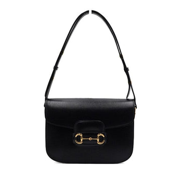 GUCCI Schwarze Leder 1955 Horsebit Schulter- und Crossbody Tasche 602204 155494085