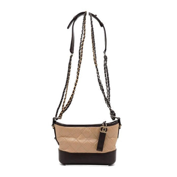 CHANEL Brown Two-Tone Leather Gabrielle Small Hobo with Chain Shoulder and Crossbody Bag A91810 155494112