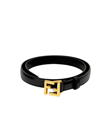 Fendi Black Leather FF Gold Belt 44195 155500253