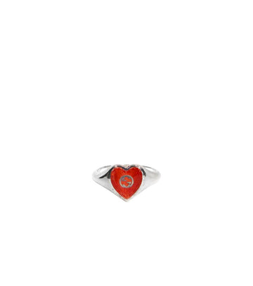 GUCCI Roter Herz Interlocking G Silberring 46146 155508904