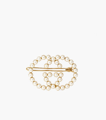 Gucci Pearl Interlocking Gold Hairpin 26242 155508924