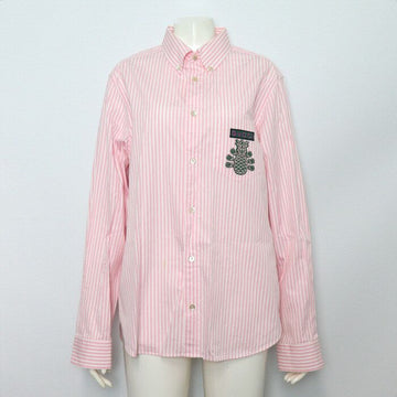 Gucci Pink Cotton Embroidered Logo Stripe Women's Shirt 673110 155518553