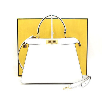 Fendi Medium Peekaboo I See U White Leather Tote Bag and Shoulder Bag 8BN321 155528033