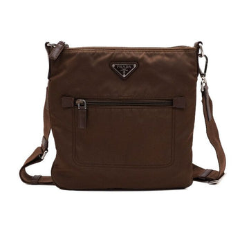 Prada Brown Tessuto Nylon Triangle Logo One Pocket Unisex Shoulder Bag and Crossbody Bag BT0716 155528051