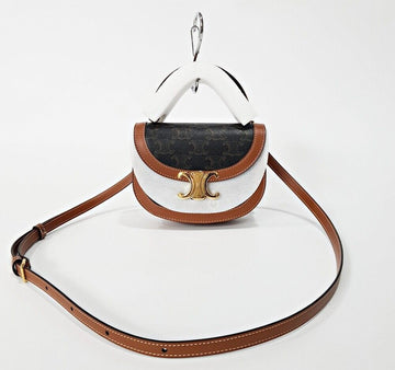 CELINE Mini Clara Trionfo Canvas Tan Schultertasche 155551280