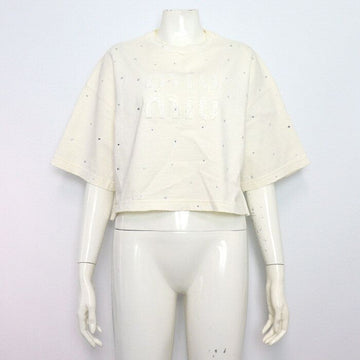 MIU MIU Weiße Baumwolle Kristall Damen Kurzarm T-Shirt 155560774