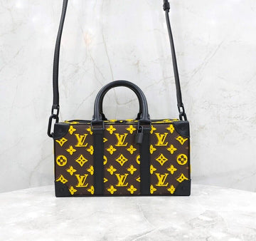 LOUIS VUITTON Monogram Gelbes Samt Speedy Trunk Tote Crossbody Bag 154504328
