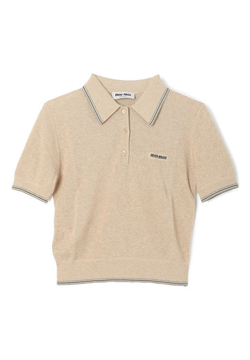 Miu Miu Cotton Knit Polo Shirt Sand Beige 16OP F0036 143134424