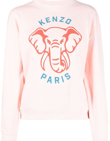 KENZO ウィメンズ エレファント バーシティ ジャングル スウェットシャツ ピンク FD62SW0934MF 34 60140040