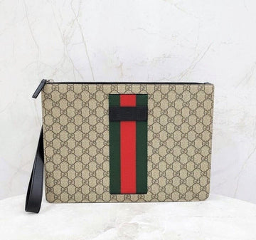 Gucci GG Supreme Three Stripe Strap Clutch Bag 433665 141889641