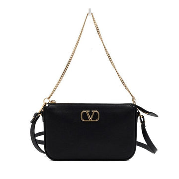 VALENTINO ブラックレザー Vロゴガラバニ ゴールドチェーン ショルダーバッグ兼クロスバッグ 4W2P0AA9 155596866