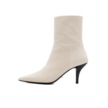 Gucci White Demy Leather G Logo Heel Women's Ankle Boots 700022 155605631