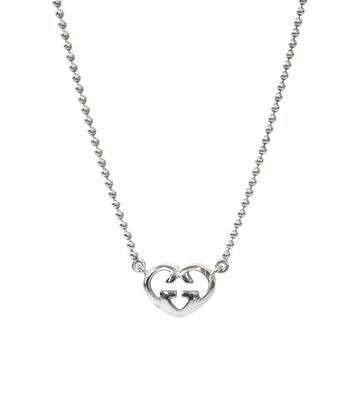 Gucci Heart Interlocking G Silver Necklace 56053 155625608