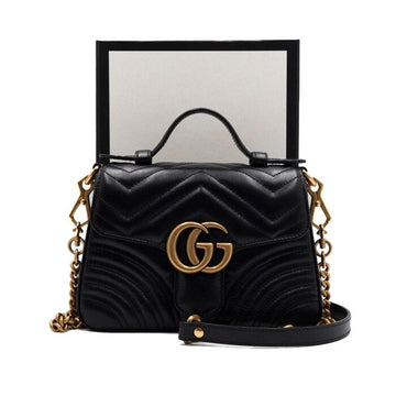 Gucci 547260 GG Marmont Black Mini Top Handle Tote Bag and Shoulder Bag Crossbody aa63379 155627341