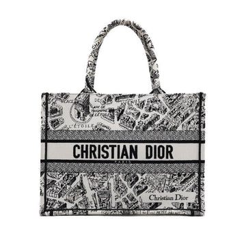 DIOR Buch-Tote Medium Weiß Schwarz Plan de Paris Stickerei 155627345