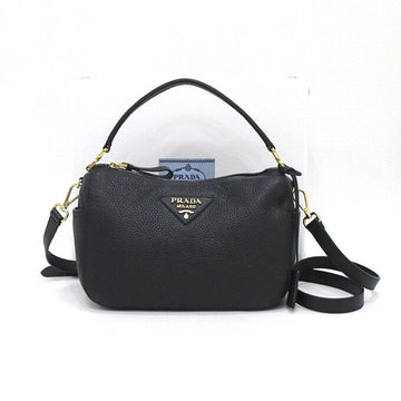 PRADA Schwarze kleine Leder Tote Bag mit goldenen Logo 1BC277 155627365