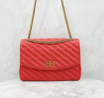 BALENCIAGA Ketten-Schultertasche mit BB-Logo in Rot 153900485