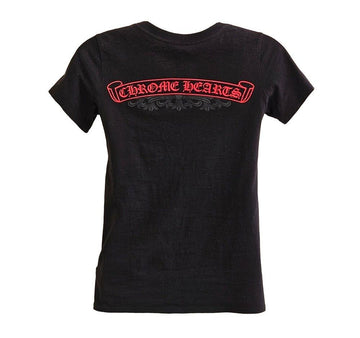 CHROME HEARTS レッド スクロール ロゴ Tシャツ ブラック GN945ISL 155634217
