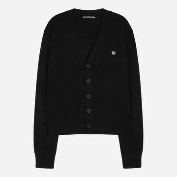 ACNE STUDIOS フェイスロゴ Vネック カーディガン ブラック C60104 900 140048240