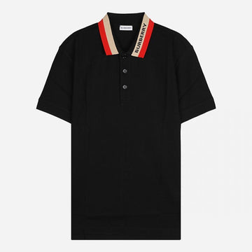 BURBERRY Herren Streifen Logo PK Kurzarmshirt Schwarz 8083154 A1189 117121953
