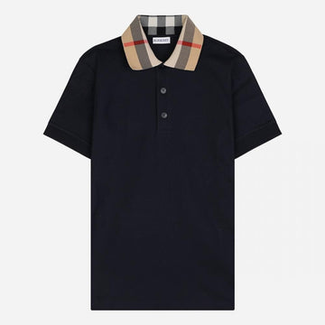BURBERRY チェックカラーコットンPKシャツ ネイビー 8072661 B3590 129218915