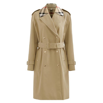 BURBERRY チェック トリミング ワータルー キャバーディン トレンチ コート ハニー 8058231 A1366 41610749