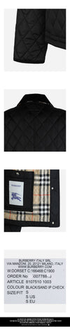 Burberry 5F Women's Quilted Nylon Jacket Black 8107510 C1900 139336901 [P]