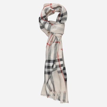 BURBERRY Check Wollseide Schal Stein 153253356
