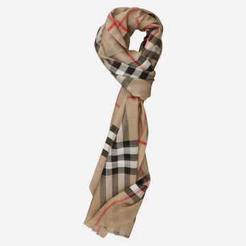 BURBERRY 6S Check Wolle Seide Schal Archiv Beige 8078779 A7026 150401641