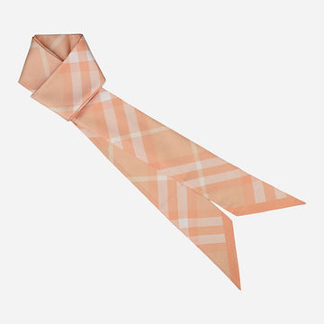 Burberry Skinny Checked Silk Scarf Peach 8083299 A4470 78998422