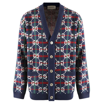 GUCCI GG チェック ニット カーディガン メンズ ウール 716334 XKCOZ 4804 54053364