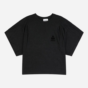 Isabel Marant Kianza Logo Linen Short Sleeve T-shirt Black TS0313FA A1N09E 01BK 152533847