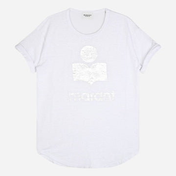 ISABEL MARANT Koldi Leinen Logo T-Shirt Weiß TS0004FA A1N10E 20WH 122188574