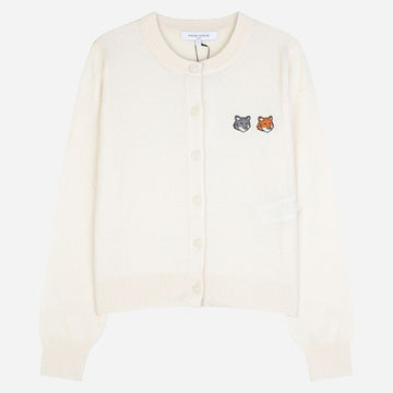 Maison Kitsune Double Fox Women's Cardigan Latte OW051CFKT1181 P702 155007906