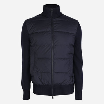 MONCLER 6S Herren Logo Padded Mixed Zip Jacket Navy 9B00040 M1131 778 155422915