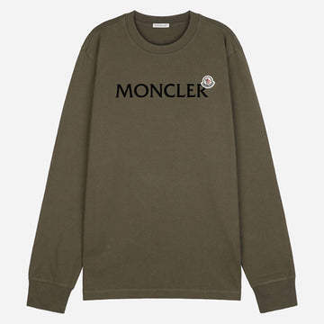 MONCLER ロゴパッチ付き長袖Tシャツ オリーブグリーン 8D00009 89AYY 823 153750337