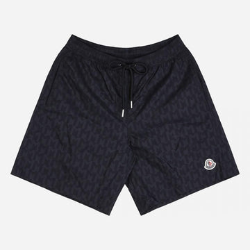 MONCLER Monogramm-Druck Shorts Dunkelblau 597XD 770 101560054