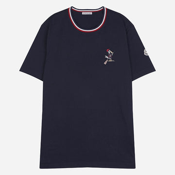 MONCLER ロゴパッチ半袖Tシャツ ネイビー 8C00012 89AYY 742 153447793