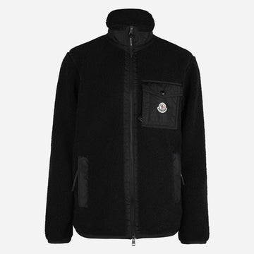 Moncler Men's Logo Patch Fleece Zip-up Jacket Black 149582763