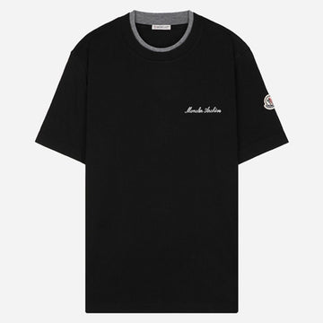 Moncler Men's Embroidered Logo Short Sleeve T-Shirt Black 153253504