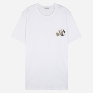 MONCLER 5F Doppel-Logo-Patch Baumwoll-T-Shirt Weiß 8C00035 8390Y 001 145987576