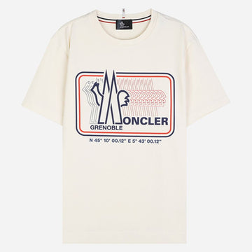 MONCLER グレノブルロゴ半袖Tシャツ ホワイト 8C00009 8790F 034 155027638