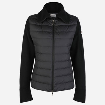 Moncler Women's Padded Mixed Zip-Up Cardigan Black 153476770