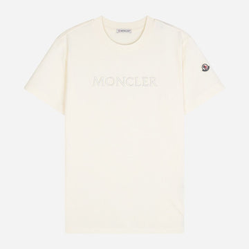 MONCLER 女性用ロゴ刺繍Tシャツ ホワイト 8C00012 89AUO 037 142315081