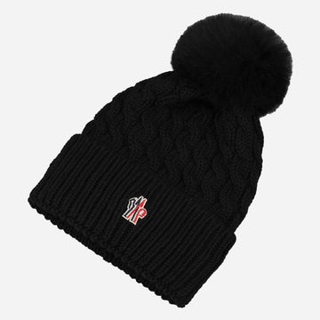MONCLER 5F Grenoble Kabelstrick Beanie Schwarz 3B00012 0402A 999 149544658