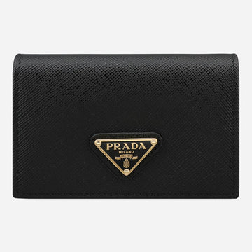 Prada Saffiano Triangle Logo Card Holder Black 154111487