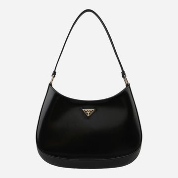 PRADA クレオ ブラシド レザー ショルダーバッグ ブラック 1BC499 ZO6 F0632 145779309