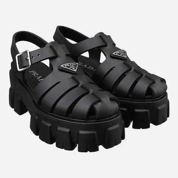 PRADA 6S ウィメンズ ロゴ フォーム ラバー サンダル ブラック 1X853M 3LKK F0002 150791617
